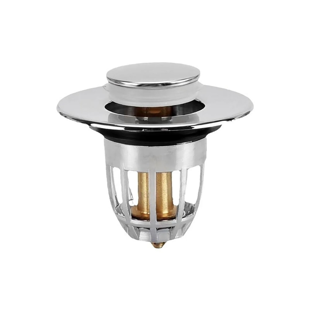 Basin Popup Chrome Sink Filter Universal Rebound Drain Plug With Hair Catcher Stopper 6