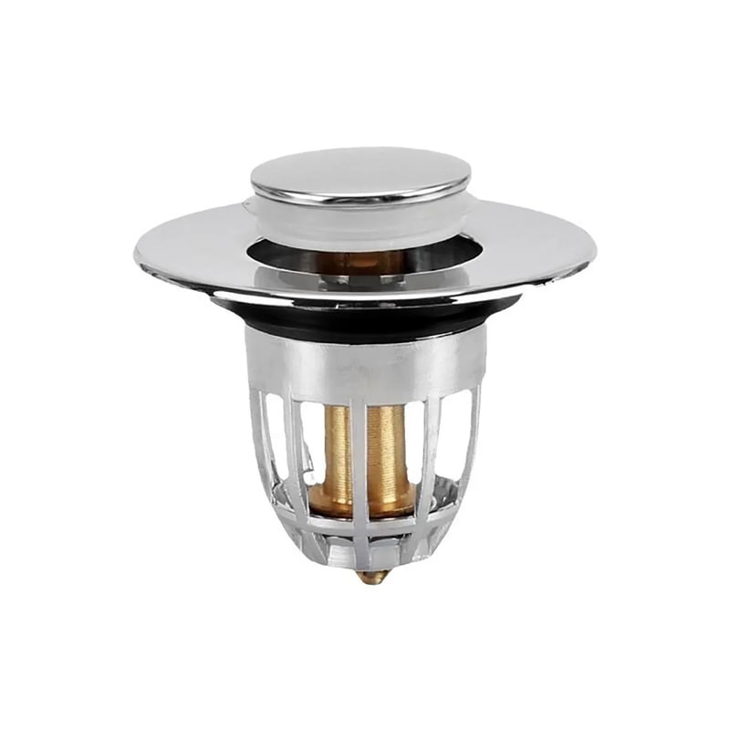 Basin Popup Chrome Sink Filter Universal Rebound Drain Plug With Hair Catcher Stopper 6