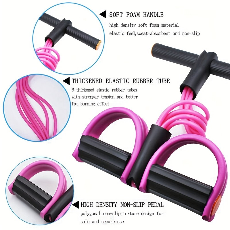 MultiFunctional Elastic Yoga Pull Rope 6Tube Resistance Band For Arms Legs Abs Waist Durable Latex 1