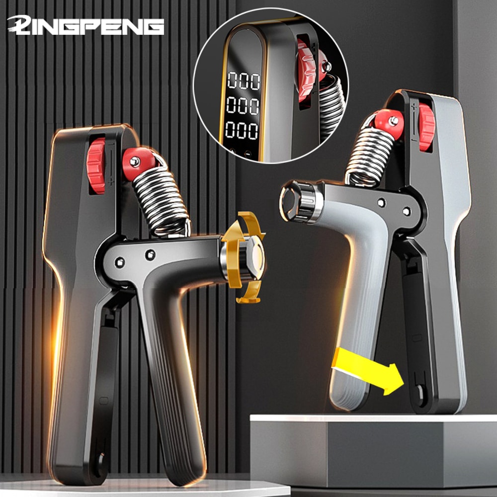 Adjustable Weight Fitness Hand Strength Trainer, Electronic Counting Grip Strength Device