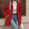Loose-Fit Mid-Length Wool Blazer with Notched Lapel for Women