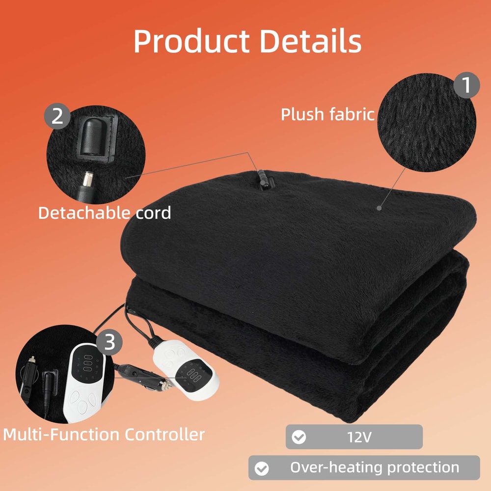 Heated Car Blanket Heating Pad Power Cord With Adjustable Timer And 9 Heating Levels 2