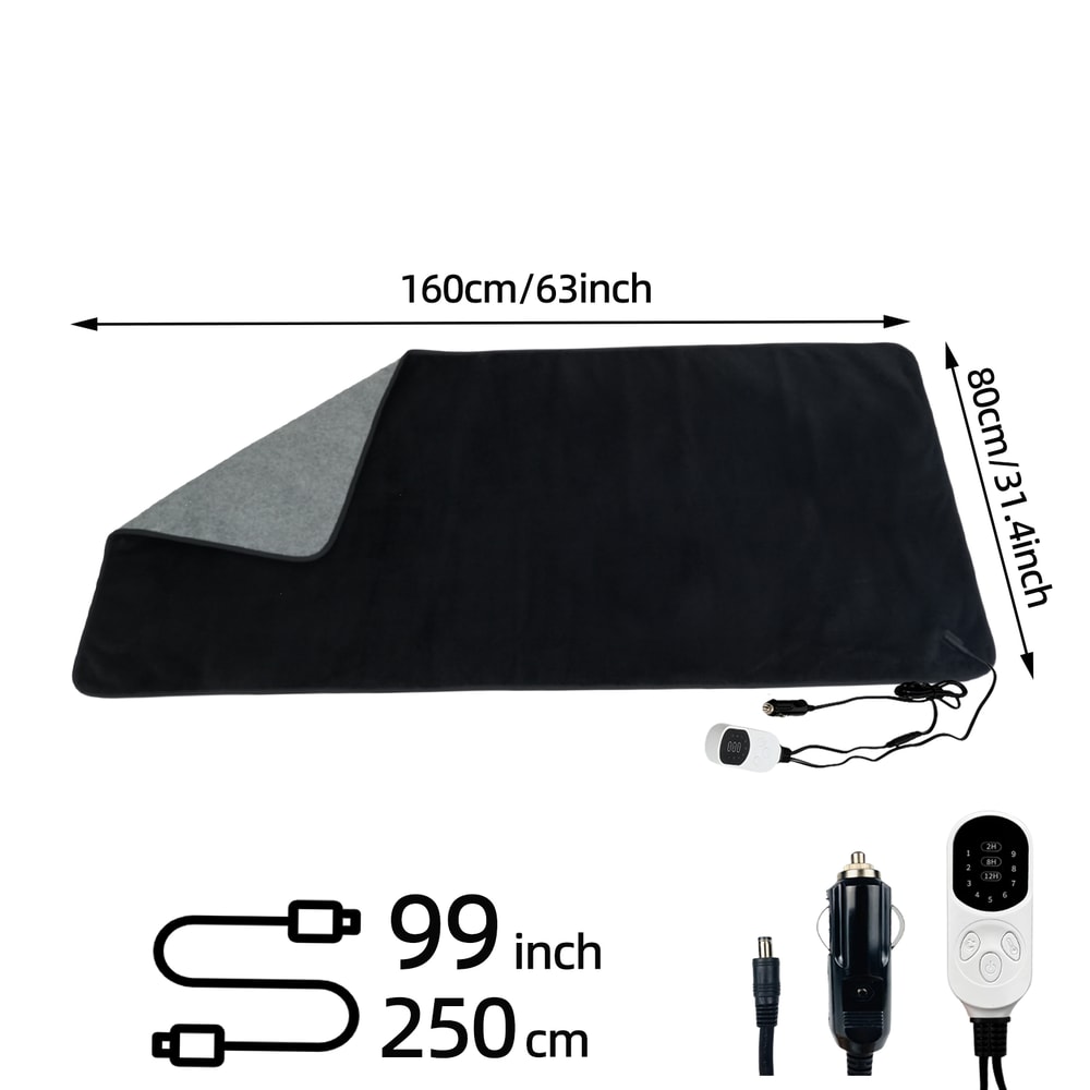 Heated Car Blanket Heating Pad Power Cord With Adjustable Timer And 9 Heating Levels 4