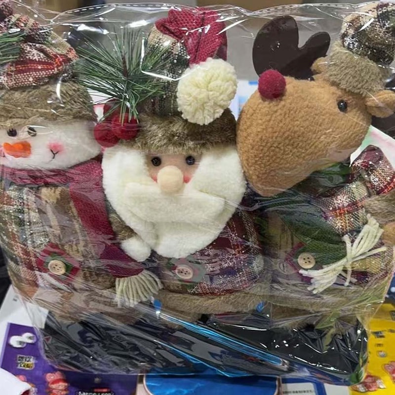 Home Party Xmas Ornaments Adjustable Santa Claus Snowman Elk Plush Dolls 3