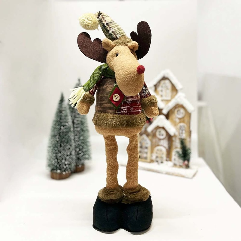 Home Party Xmas Ornaments Adjustable Santa Claus Snowman Elk Plush Dolls 6