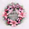 Pink Artificial Christmas Pine Wreath Pendant for Home, Party and Window Decoration