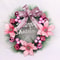 Pink Artificial Christmas Pine Wreath Pendant for Home, Party and Window Decoration