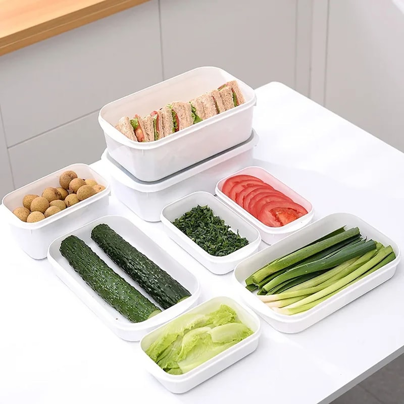 Food Sealed Kitchen Organizer White Containers For Refrigerator Storage 4