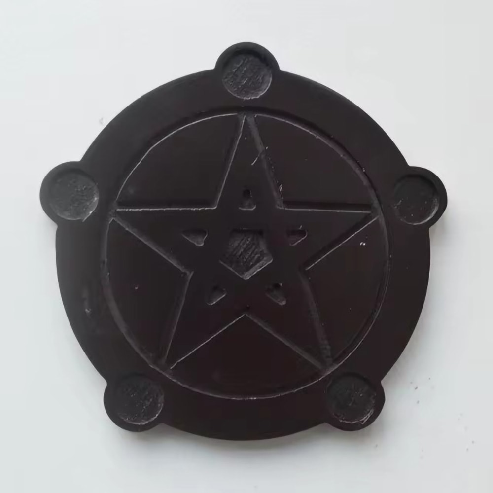 Wooden Pentagram Candlestick Holders, Pentacle Ritual Plate, Altar Candle Holders for Wicca Ceremony