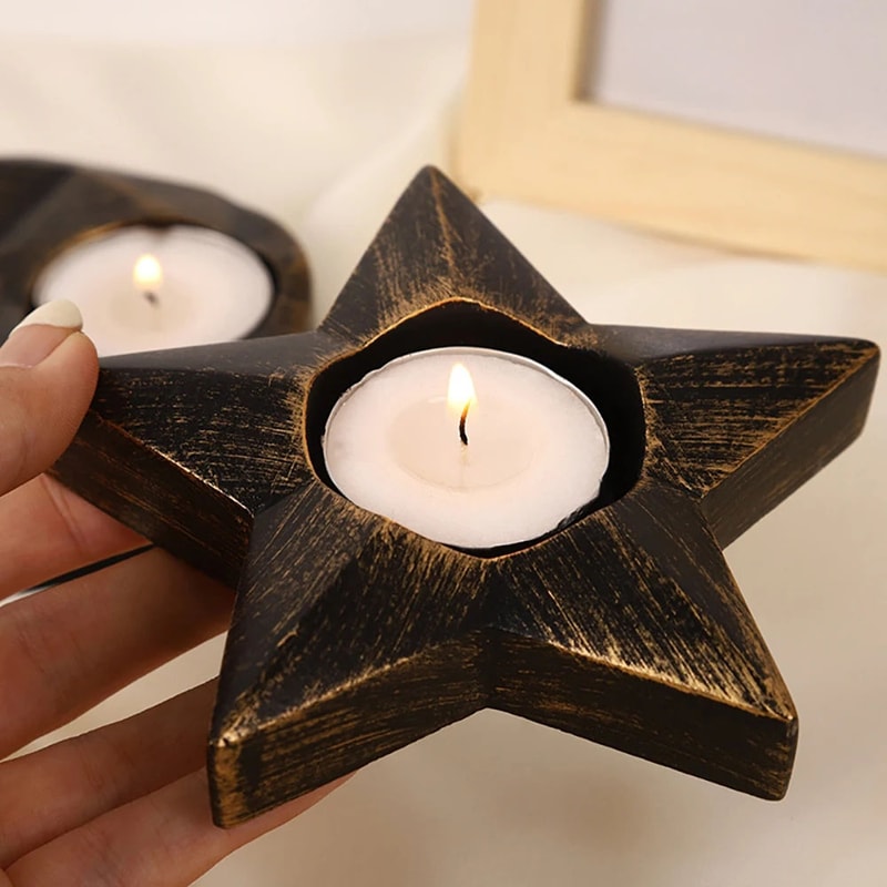 Imitation Old Moon Star Candle Tray Five Pointed Star Aromatherapy Candlestick For Home Decor 3