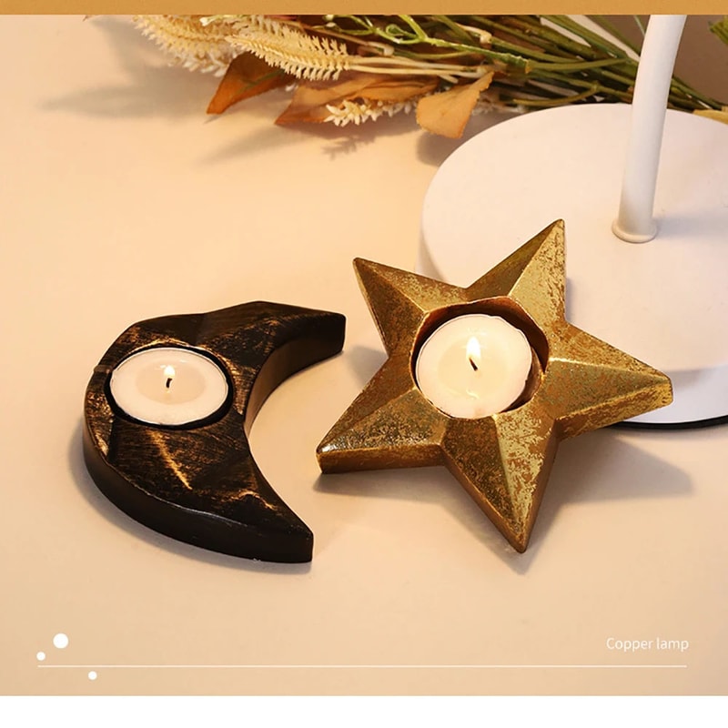 Imitation Old Moon Star Candle Tray Five Pointed Star Aromatherapy Candlestick For Home Decor 4
