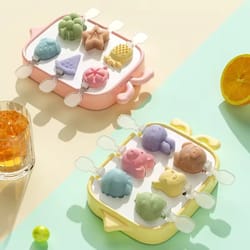 cute animal fruit shaped popsicle mold box, silicone ice cube tray for ice cream