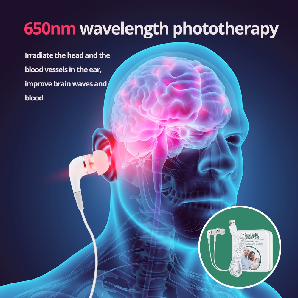 Laser Therapy Earplug for Tinnitus, Media Deafness, Hypertension, Irradiation Physiotherapy Ear Treatment