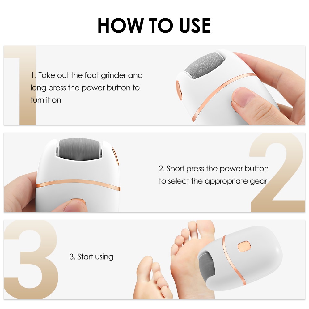 Rechargeable Foot Care Grinding Pedicure Tool For Dead Skin And Callus Removal 5