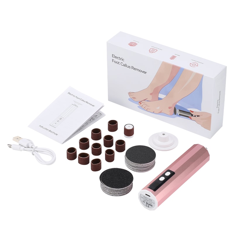 USB Rechargeable Wireless Foot Grinder, Heel File Grinding Exfoliator, Pedicure Salon Tools for Feet Care