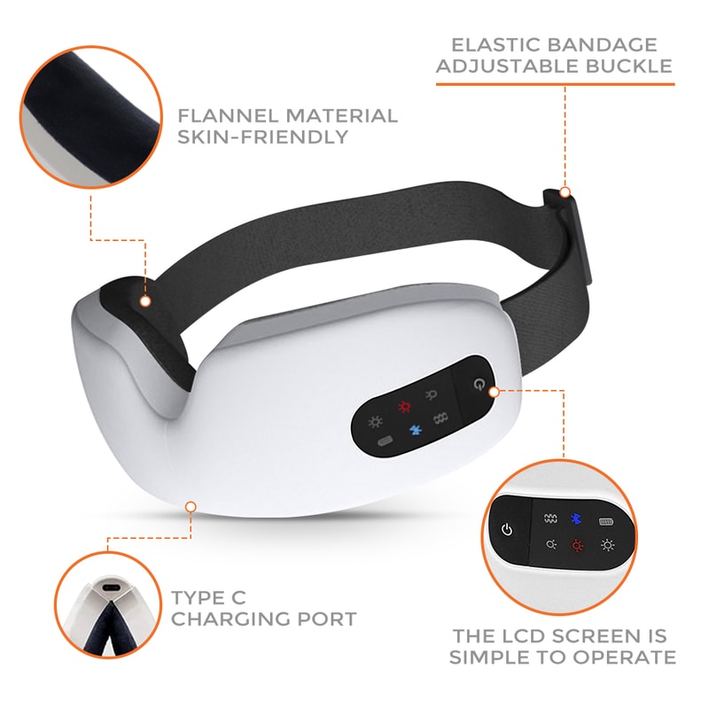 Air Pressure Hot Compress Massage Glasses Foldable Bluetooth Music Eyes Massage Smart USB Rechargea 5
