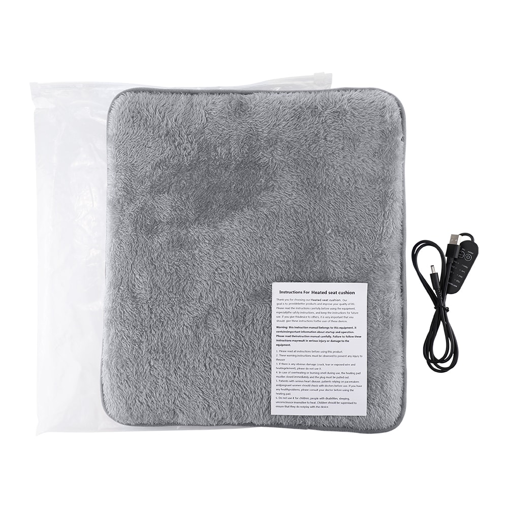 Cold Resistant Chair Heated Mat for Office Travel, USB Electric Heated Seat Cushion, 4 heat levels