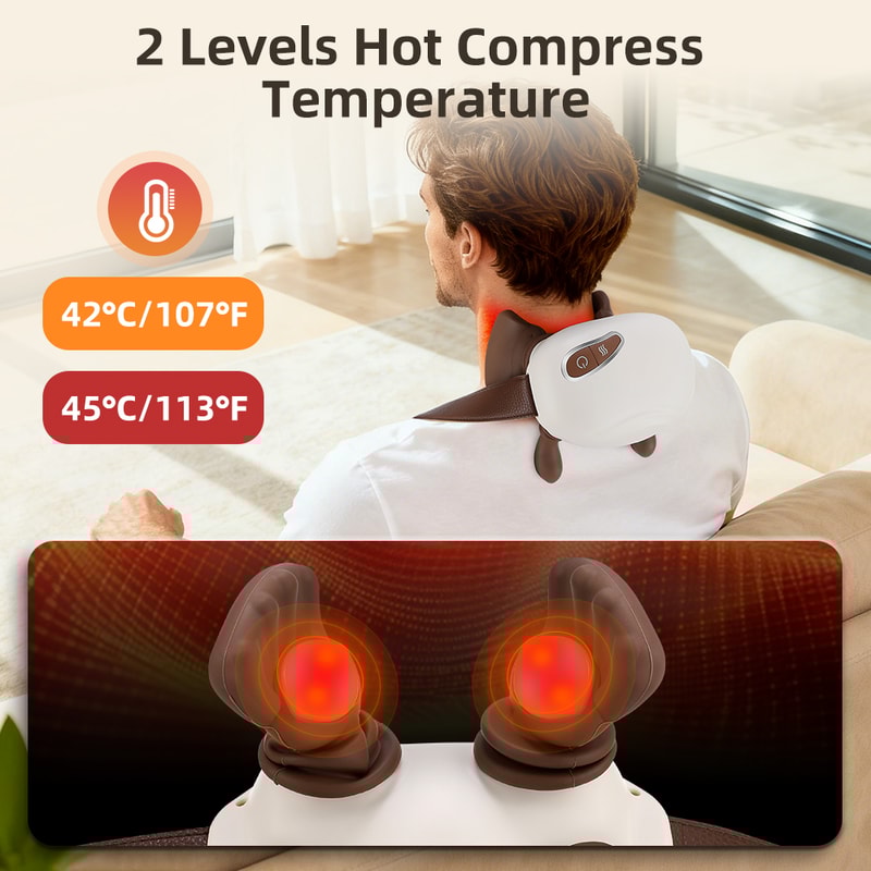 Wireless Neck Cervical Hot Compress, 4D Bionic Finger Neck Shoulder Massager, Trapezius Kneading Massage Shawl