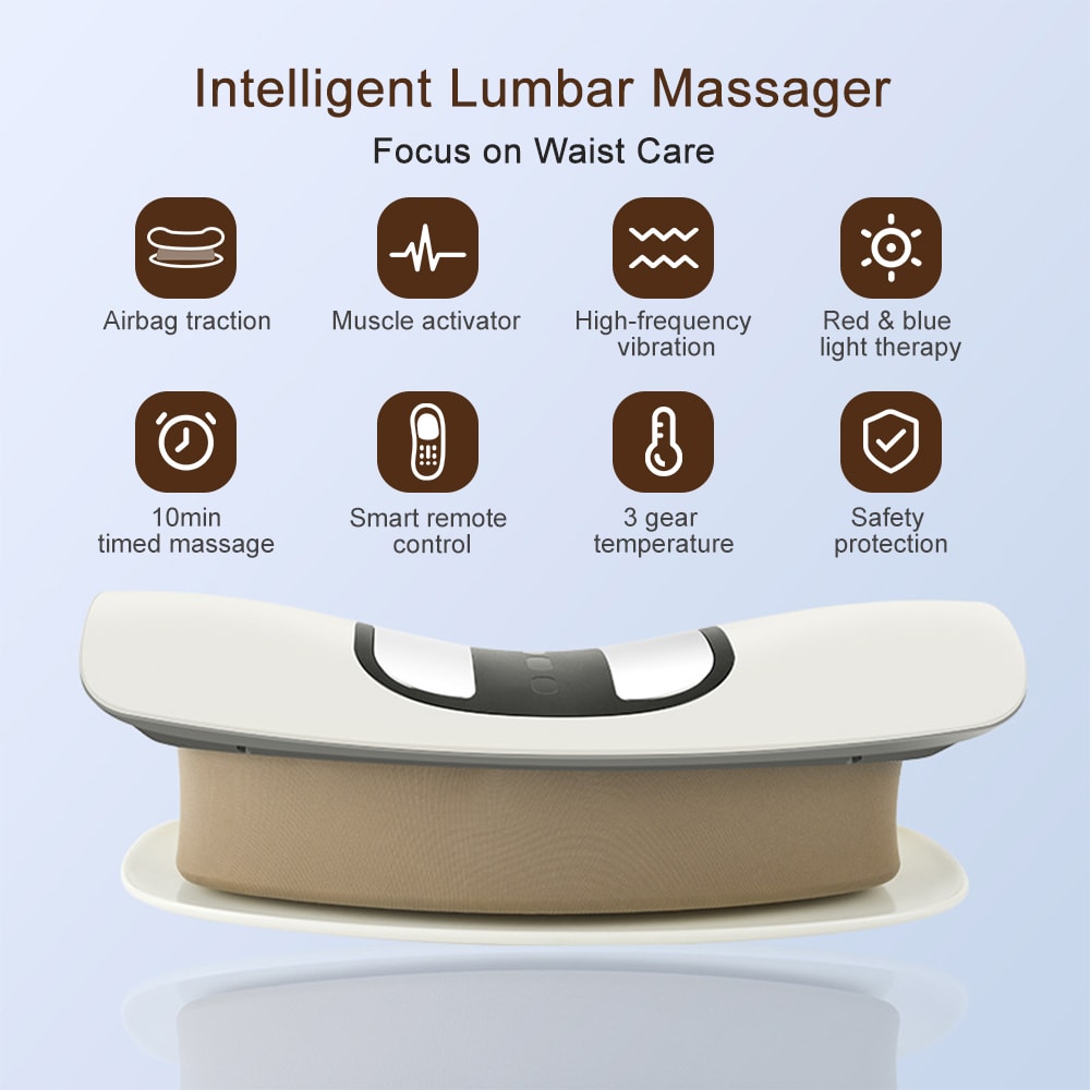 Electric Waist Massage Relax Cushion Lumbar Traction Massager Ergonomically Designed Waist Support 3