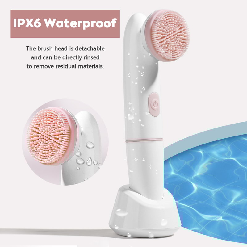 Waterproof Electric Facial Cleanser, 2 Speed Vibrating Face Brush, Battery Powered Massaging Device