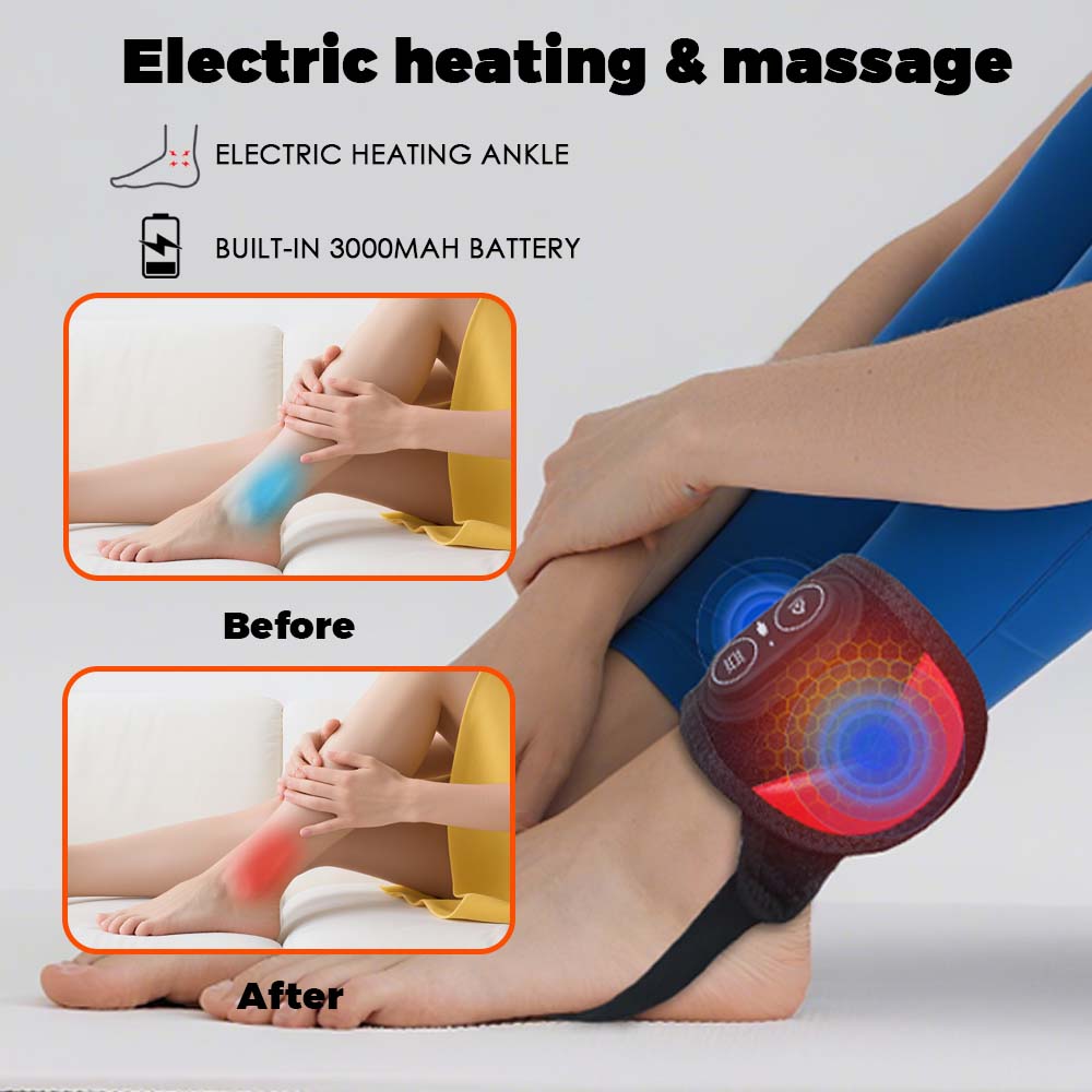 Vibration Ankle Massager LED Beads 3 Gears Hot Compress Infrared Heating Foot Warmer Brace Wrap 2