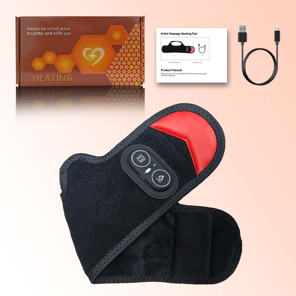Vibration Ankle Massager LED Beads 3 Gears Hot Compress Infrared Heating Foot Warmer Brace Wrap 6
