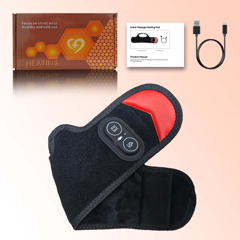 Vibration Ankle Massager LED Beads 3 Gears Hot Compress Infrared Heating Foot Warmer Brace Wrap 6