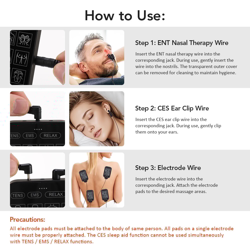 4 in 1 EMS TENS Electrostimulator, Sleeping Aid, Rhinitis Relief, Muscle Relaxation Device