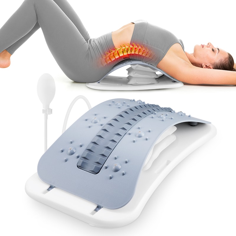 Height Adjustable Back Stretcher, Lumbar Support Traction Device, Waist Lifting Massager, Pilates Board for Pain Relief