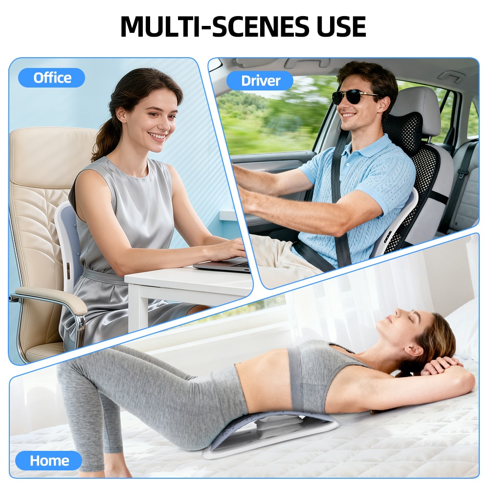 Height Adjustable Back Stretcher, Lumbar Support Traction Device, Waist Lifting Massager, Pilates Board for Pain Relief
