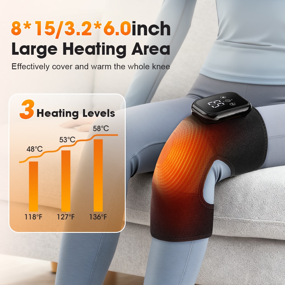 Knee Pads with Electric Heat, Vibration and Thermal Joint Brace for Muscle Relaxation and Circulation