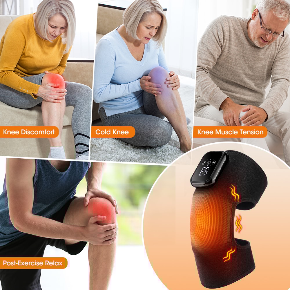 Knee Pads with Electric Heat, Vibration and Thermal Joint Brace for Muscle Relaxation and Circulation