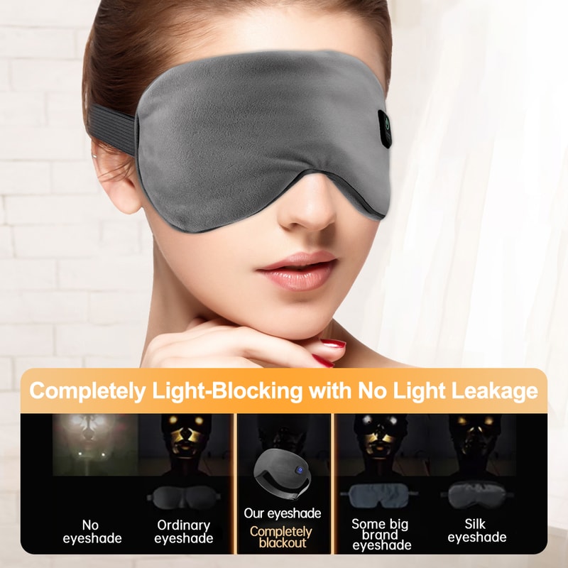 Hot Compress Sleeping Mask For Eye Relief 3 Heat Levels USB Light Blocking 1