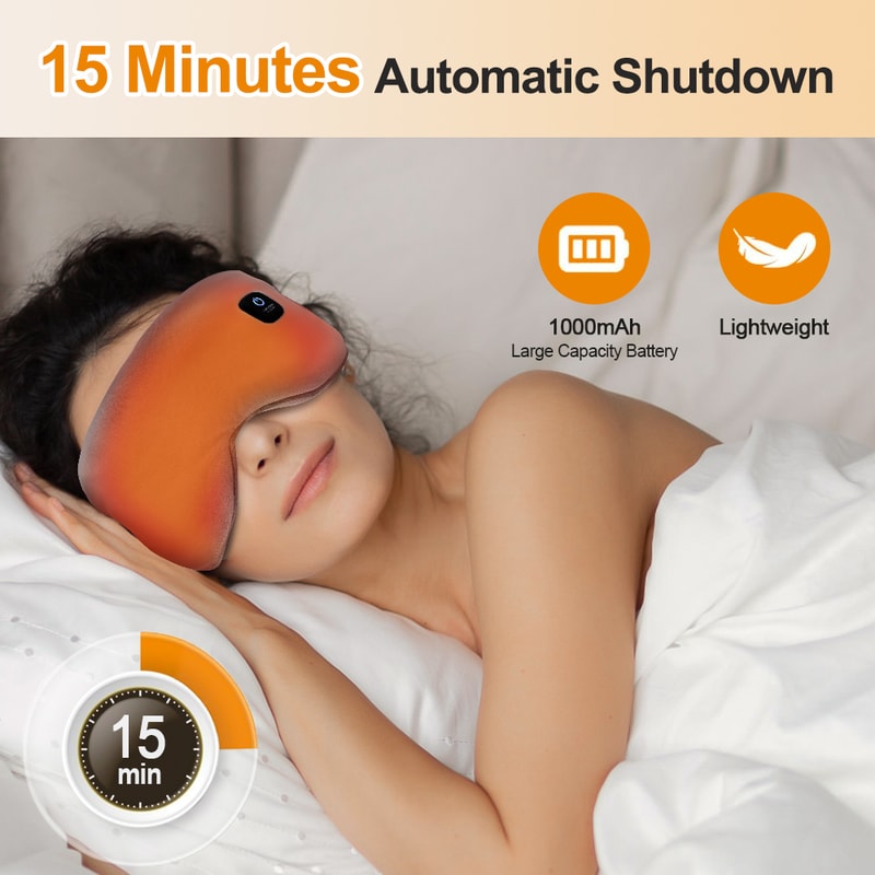 Hot Compress Sleeping Mask For Eye Relief 3 Heat Levels USB Light Blocking 3