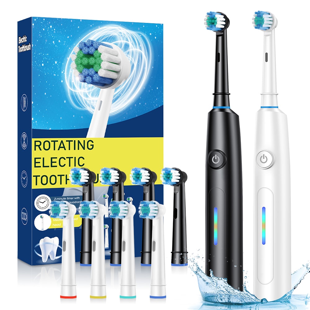 Rotating Electric Toothbrush For Adults Rechargeable With 8 Soft Brush Heads 0