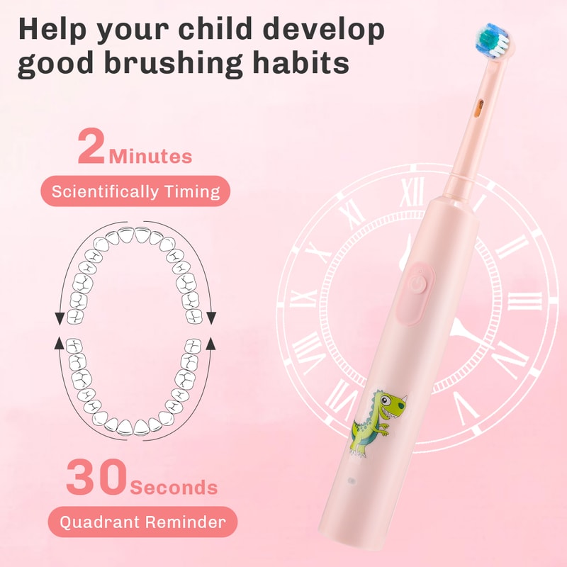 Rotating Ultrasonic Rechargeable Sonic Children Electric Toothbrush Colorful Cartoon Soft Hair Brus 3