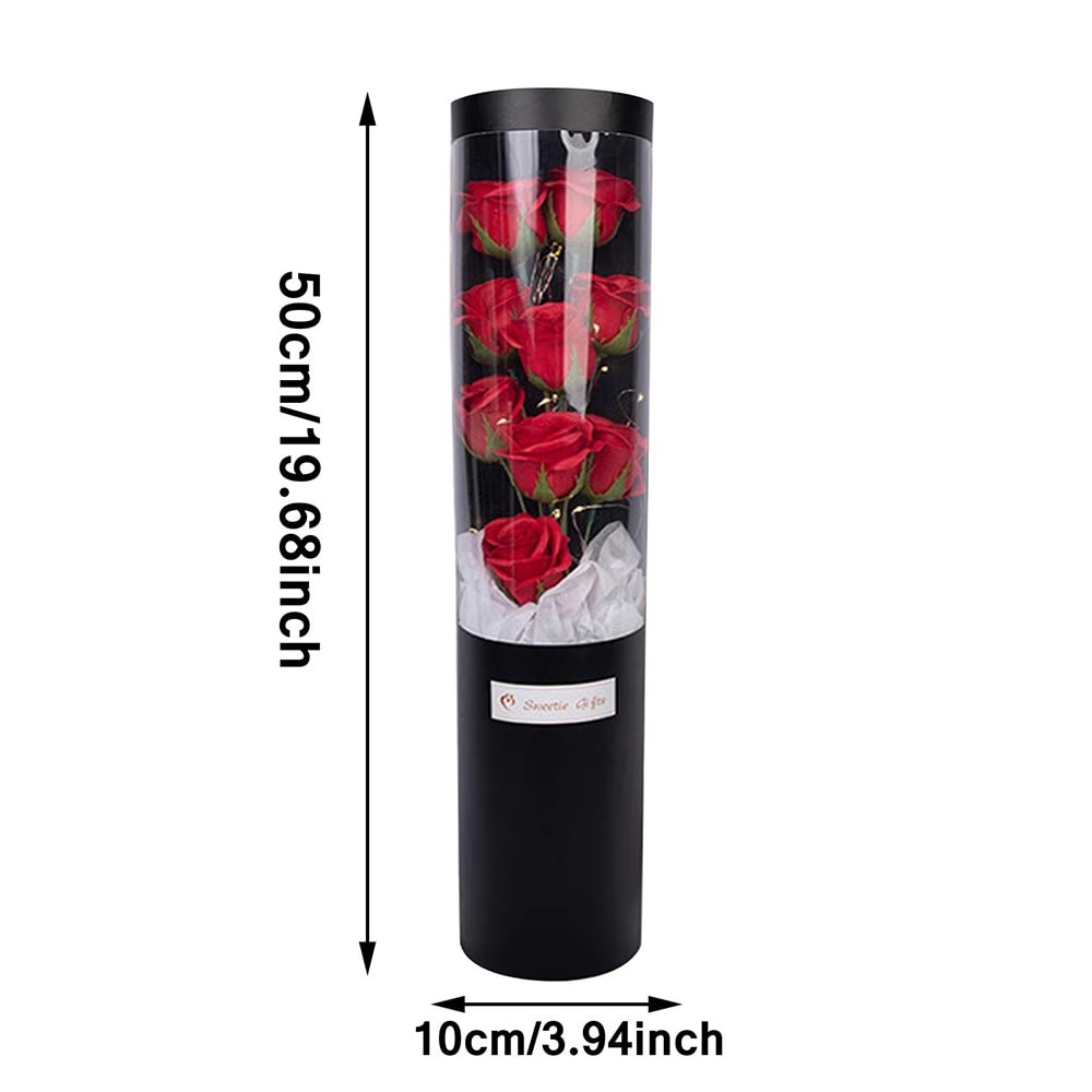 LED 9 Soap Bouquets Eternal Rose Flower Bouquet With Fairy String Lights In Dome For Valentine Day 3