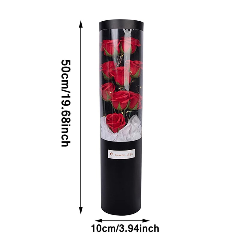 LED 9 Soap Bouquets Eternal Rose Flower Bouquet With Fairy String Lights In Dome For Valentine Day 3