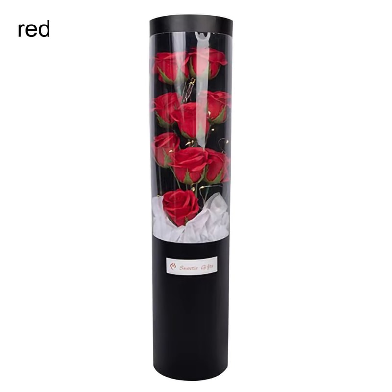 LED 9 Soap Bouquets Eternal Rose Flower Bouquet With Fairy String Lights In Dome For Valentine Day 7