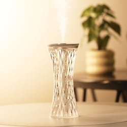 clear glass rose crystal led table lamp with slim waist air humidifier and touch ambient light