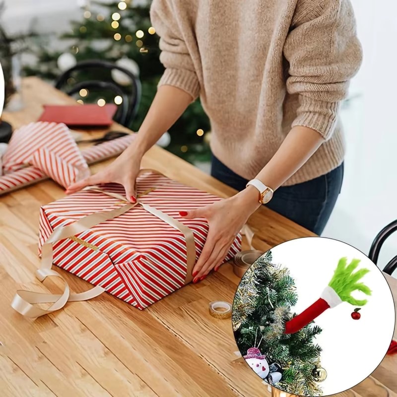 Furry Green Monster Elf Arms Hand For Christmas Tree Decoration Elf Body Tree Pendant Ornaments 4