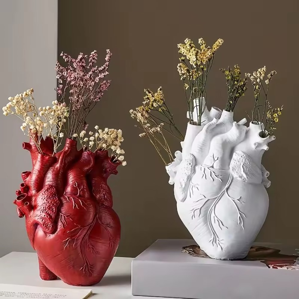 Original Resin Heart Vase Flowerpot Ornament for Arts and Crafts, Gift Idea