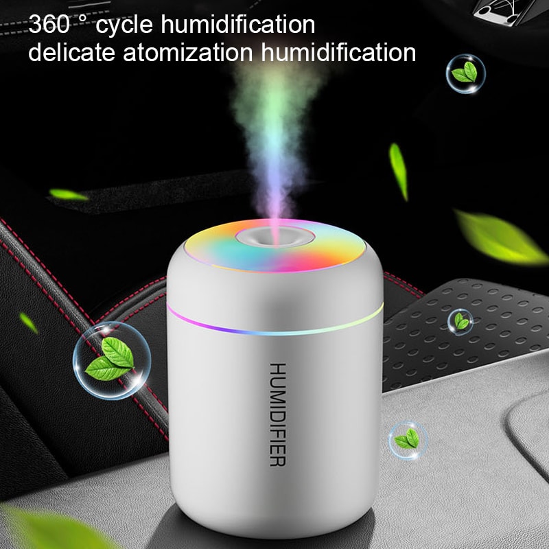 USB Electric Mini Air Humidifier, Essential Oil Diffuser with Aromatherapy Lights for Car & Home