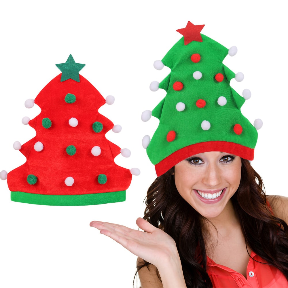 Funny Christmas Tree Hat Beanie Xmas Cap For Kids Christmas Santa Hat Holiday Party Decorations 0