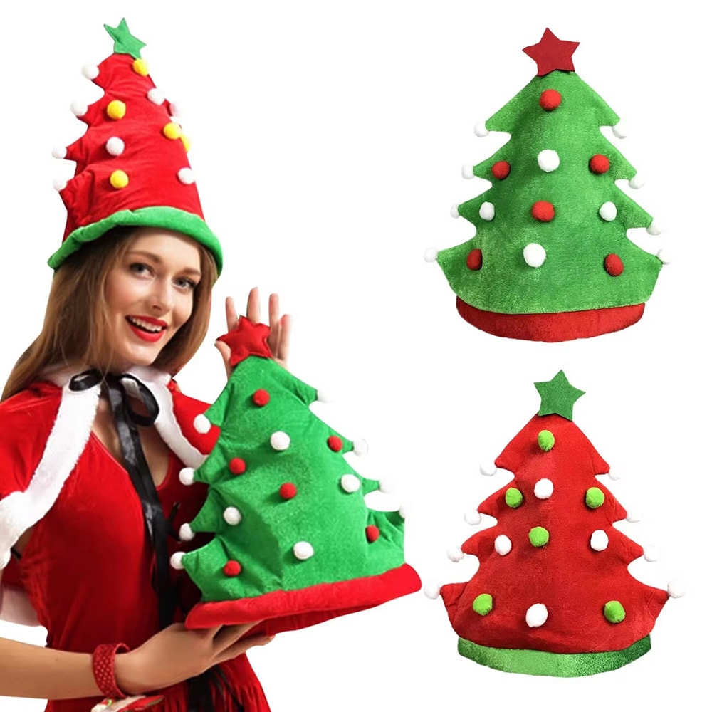 Funny Christmas Tree Hat Beanie Xmas Cap For Kids Christmas Santa Hat Holiday Party Decorations 1