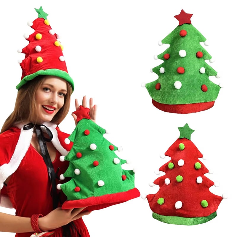 Funny Christmas Tree Hat Beanie Xmas Cap For Kids Christmas Santa Hat Holiday Party Decorations 1