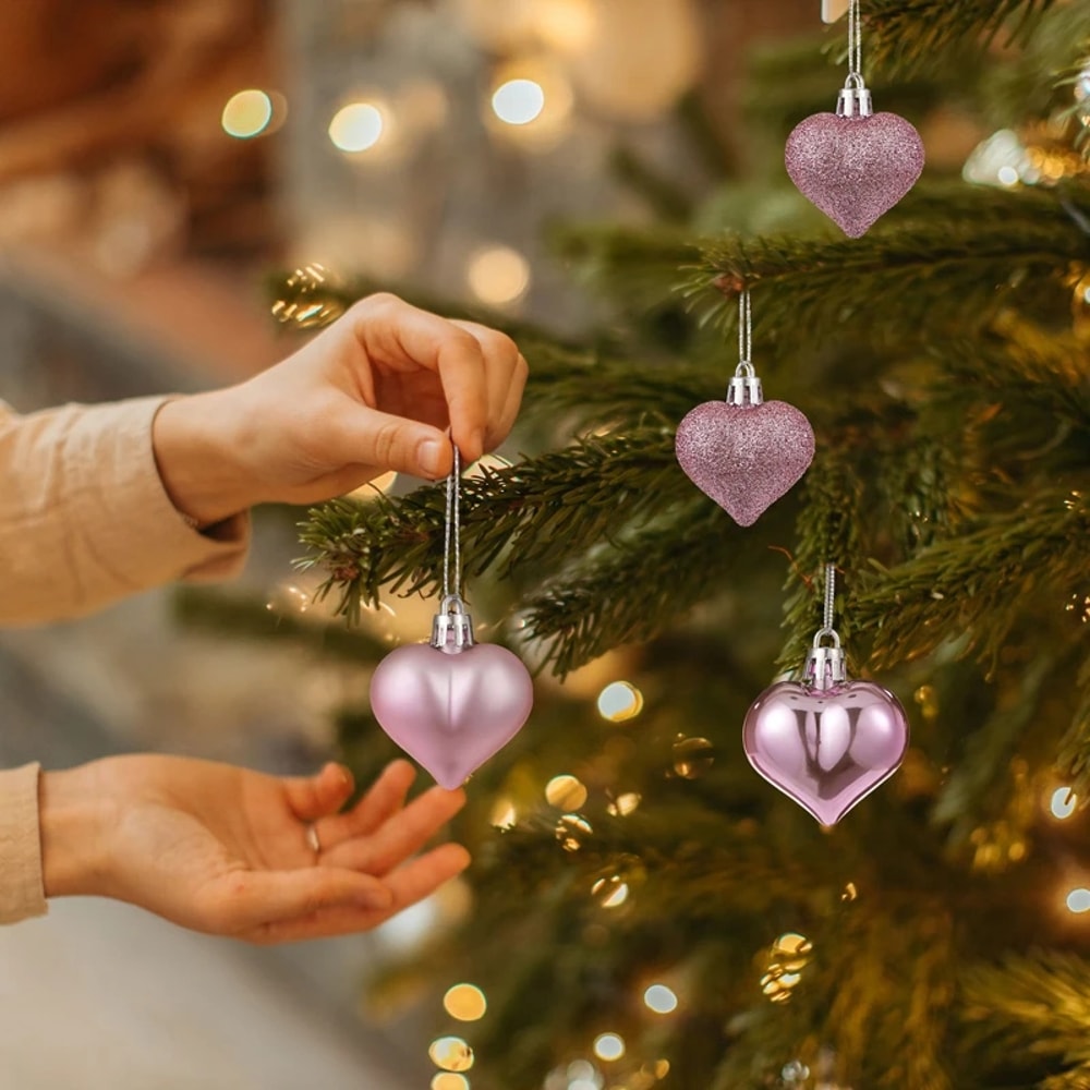 Heart Pendant Valentine Day Heart Ball Decorations Hanging Ornament For Christmas Tree 2