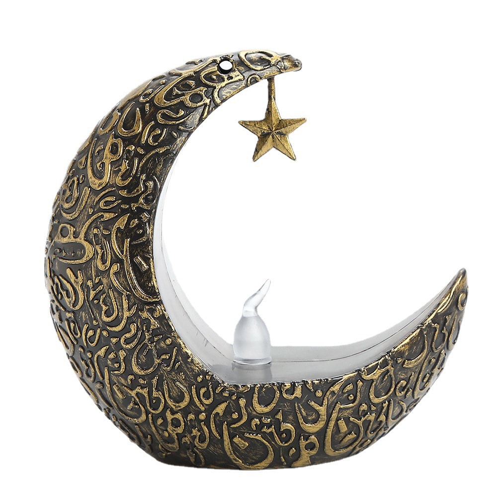 Islamic Ramadan Decoration Star Moon LED Candlestick Lamp for Eid Mubarak and Muslim Home Decor Gifts