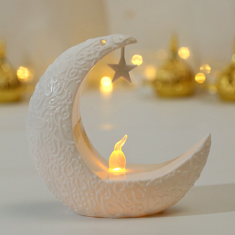 Islamic Ramadan Decoration Star Moon LED Candlestick Lamp for Eid Mubarak and Muslim Home Decor Gifts