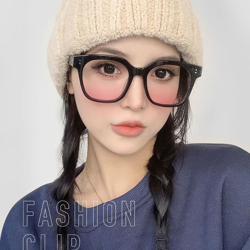 Fashion Round Sunglasses For Girls Pink Blush Gradient Glasses Transparent Black Frame Eyewear 1